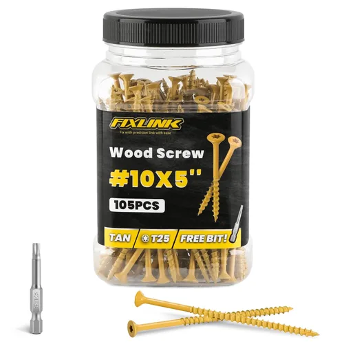 Vista 35 de Tornillos para madera de 2-1/2 pulgadas, tornillos para terraza FIXLINK #10 x 2-1/2", 310 piezas, recubiertos con epoxi, broca de estrella T25