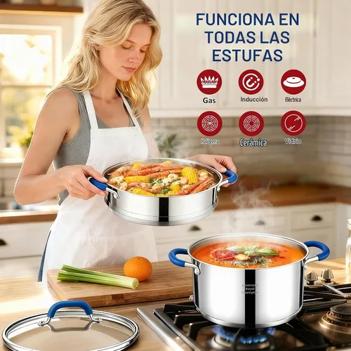 Vista 4 de ARC - Olla de acero inoxidable de 6 cuartos con cesta de vapor, lista para inducción