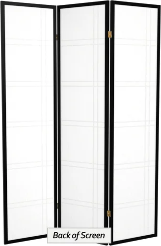 Vista 7 de Oriental Furniture - Pantalla Shoji de doble cruz de 6 pies de alto, color negro, 3 paneles