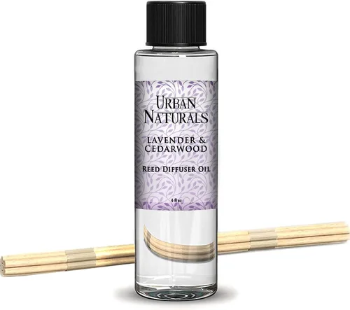 Vista 97 de Urban Naturals Recambio de aceite difusor de varillas ámbar y lavanda, lavanda relajante, ámbar cálido, aroma calmante para habitación, 4 onzas +