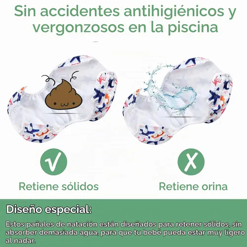 Vista 5 de Wegreeco - Pañal de natación reutilizable para bebés y niños pequeños, talla única Estrella de mar