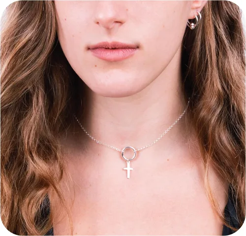 Vista 27 de Collar de cruz de oro para mujer, collares con colgante de cruz minimalista, longitud de 16 a 18 pulgadas, joyería cristiana hecha a mano, regalo