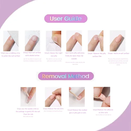 Vista 6 de Uñas postizas cuadradas cortas a presión, uñas postizas de color rosa, de cobertura completa, uñas postizas con purpurina plateada con diseños