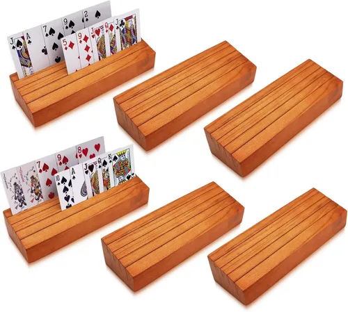 Vista 9 de Portatarjetas de madera para naipes, soporte de madera para naipes para niños, soporte para cestas para adultos mayores, coronas de mazo de cartas