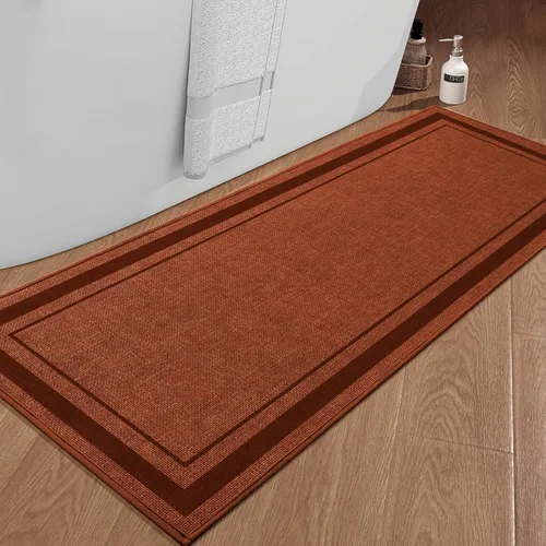 Vista 12 de chakme Juego de 2 alfombras de baño ultrafinas, absorbentes, antideslizantes, lavables a máquina, color beige oscuro, 17 x 24 pulgadas + tapete
