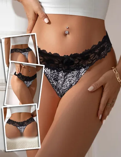 Vista 23 de ohyeah Tangas sexy de encaje tangas bragas de tiro bajo ropa interior para mujer de algodón entrepierna braga tangas bragas 4-18