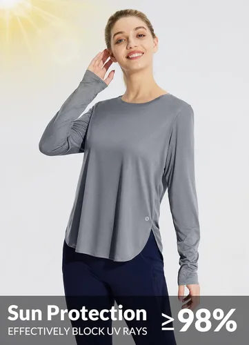 Vista 40 de BALEAF - Camisetas de sol de manga larga para mujer, con FPU 50+, para senderismo, ligeras, de secado rápido, protección contra rayos ultravioleta