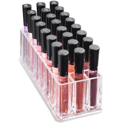 Vista 3 de byAlegory - Organizador de brillo de labios acrílico y lápiz labial acrílico, 48 espacios de belleza cosmética, transparente