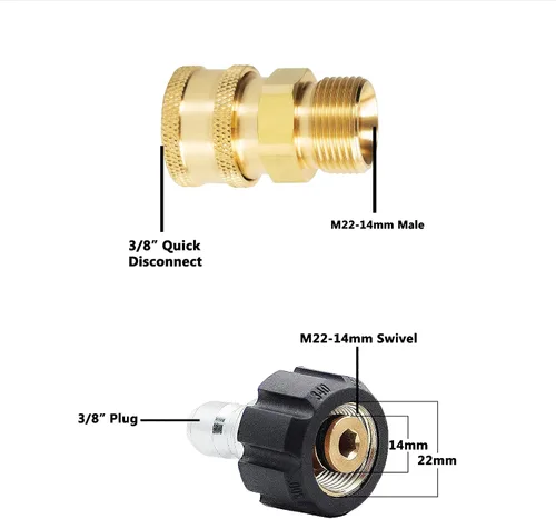 Vista 8 de LIULO TOOL 4 Pack Kit de Conexión Rápida para Lavadora a Presión, Kit de Desconexión Rápida, Kit de Conexión Rápida Métrica M22 de 14 mm a 3/8