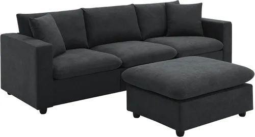 Vista 3 de LUMISOL Sofá modular convertible de 100.4 pulgadas, sofá seccional en forma de L con otomana extraíble, sofá moderno de estilo minimalista con 2