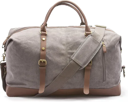Vista 2 de Sweetbriar Bolsa de lona vintage - Bolsa de viaje clásica de fin de semana, Gris