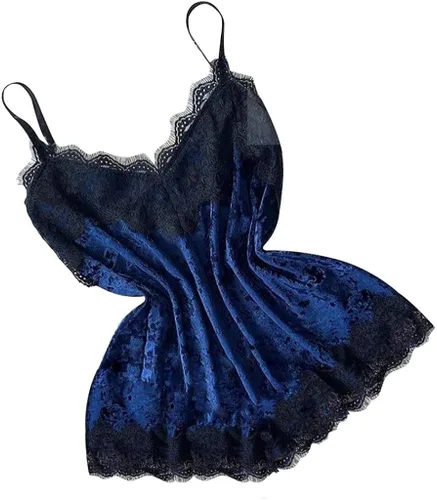 Vista 3 de Youmymine Ropa de dormir sexy de satén de encaje para mujer ropa interior de tentación
