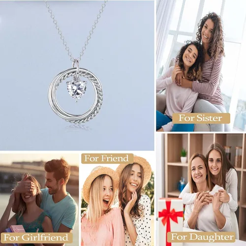 Vista 3 de EFVISD Regalos de cumpleaños para mujeres, collar de plata para mamá, hija, abuela, amiga, hermana, esposa