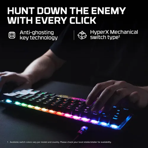Vista 3 de HyperX Alloy Origins 60 - Teclado mecánico para juegos, factor de forma ultra compacto del 60 %, teclas PBT de doble disparo, retroiluminación LED