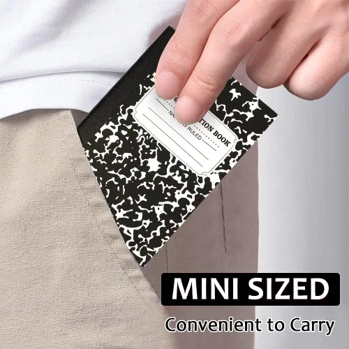 Vista 2 de feela Mini cuaderno de composición, lindo paquete de 30 mini libros de composición a rayas negras a granel, cuadernos de bolsillo pequeño de mármol