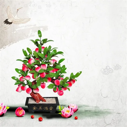 Vista 4 de Árbol de cristales de jade natural, bonsái artificial, melocotonero, sala de estar, porche, decoración de dinero, Feng Shui, en maceta, regalos