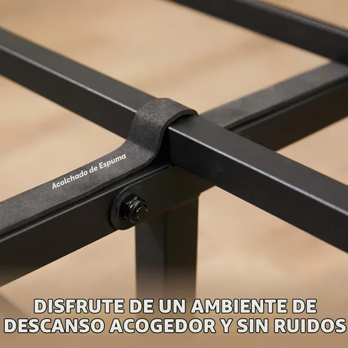 Vista 6 de Sweetcrispy Base de cama individual de madera resistente con cabecero, base de colchón resistente de 500 libras, plataforma de soporte de metal