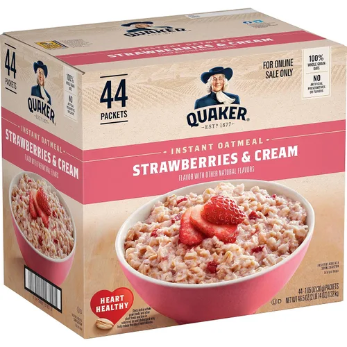 Vista 15 de Avena instantánea Quaker Immunity, paquete variado de 3 sabores, buena fuente de vitaminas C, D y zinc, granos enteros, sin sabores artificiales