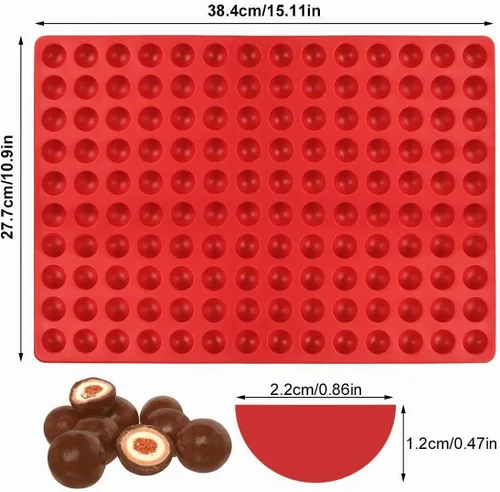 Vista 2 de Palksky Molde de silicona pequeño de 140 cavidades redondo/molde de gotas de chocolate semicircular/bandeja para golosinas para perros/molde de 1