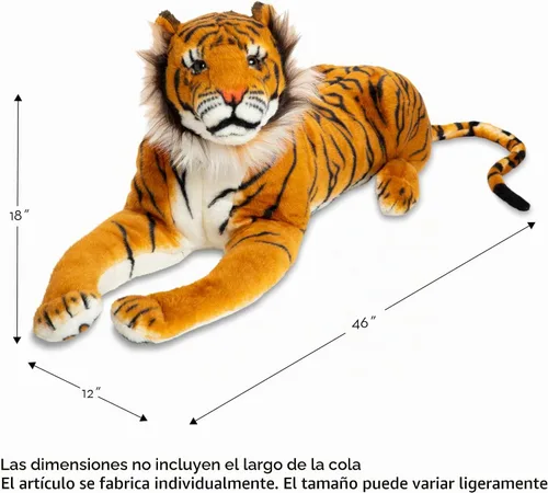 Vista 4 de Tigre gigante de peluche de Melissa & Doug, realista (más de 5 pies de largo)