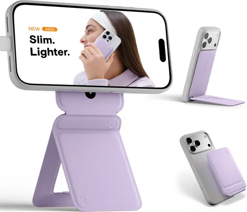 Vista 40 de MOFT Soporte de trípode para teléfono para iPhone, soporte para iPhone multiángulo, soporte para teléfono ligero y portátil, imanes fuertes, cuero