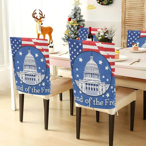 Vista 4 de 4th of July Independence Day White House Land of Free Decorative Chair Cover for Office Chair for Classroom Stools Soft Chair Slip Cover covertores