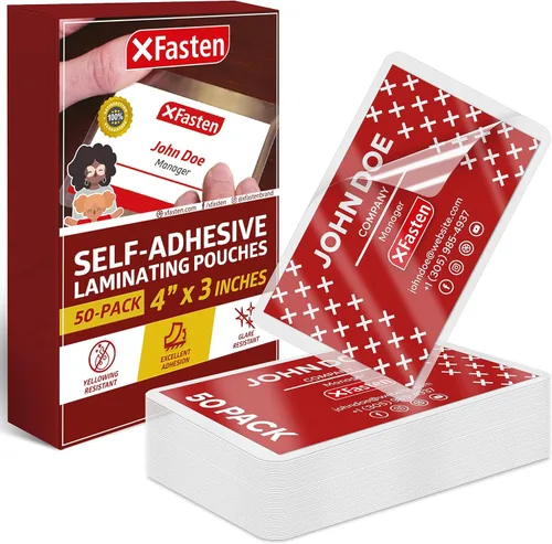 Vista 11 de XFasten Bolsas de laminación autosellantes, tamaño de tarjeta de visita, 9.5 mil y bolsa rígida para tarjetas de visita autolaminadas (paquete de 25)