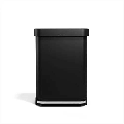 Vista 10 de Simplehuman - Cubo de basura rectangular para cocina de 45 litros / 12 galones, a pedal, con tapa de cierre suave, de acero inoxidable pulido