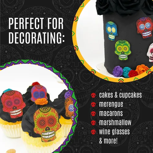 Vista 28 de Juego surtido de 24 polillas comestibles de cabeza de muerte pequeña – Obleas para pasteles y cupcakes – polillas comestibles para decoración