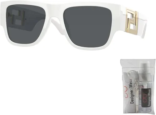 Vista 2 de Versace VE4403 Rectangle Sunglasses for Men BUNDLE with Designer iWear Complimentary Eyewear Care Kit