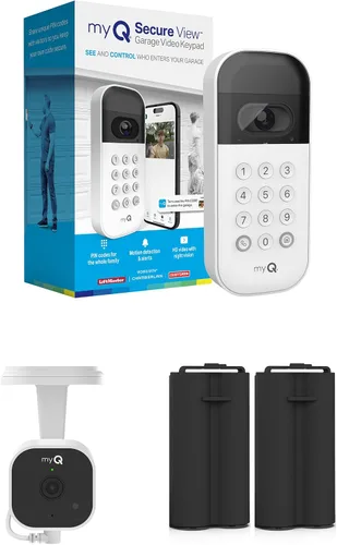 Vista 12 de myQ - Teclado inteligente de video para puerta de garaje + kit de adaptador de corriente con cable, con cámara gran angular, códigos PIN