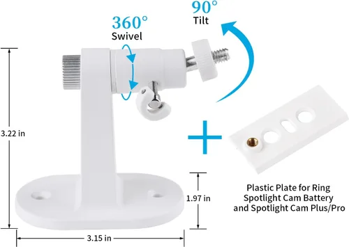 Vista 3 de Soporte de anillo para cámara de emergencia, ángulo ajustable para interior/exterior para anillo de foco con cable, anillo de foco de batería