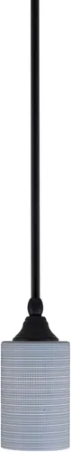 Vista 142 de Toltec Lighting Tallo Colgado Mini colgante, acabado de cobre negro, 3.5" cuadrado humo burbuja vidrio
