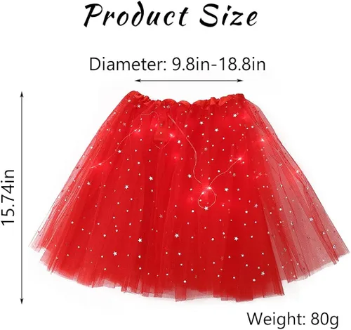 Vista 2 de DRESBE Falda LED para mujer, tutú iluminado, falda de tul brillante, para baile, fiesta, rave, festival, ropa de Halloween