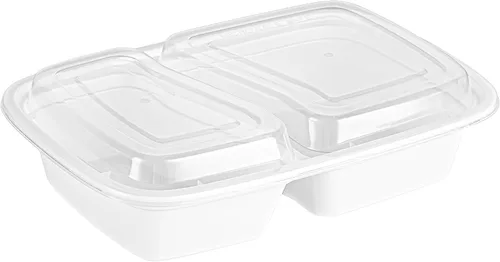 Vista 24 de Asporto - Cajas para llevar con compartimentos de 32 onzas, 50 recipientes para preparar comidas para microondas, 2 compartimentos, con tapas