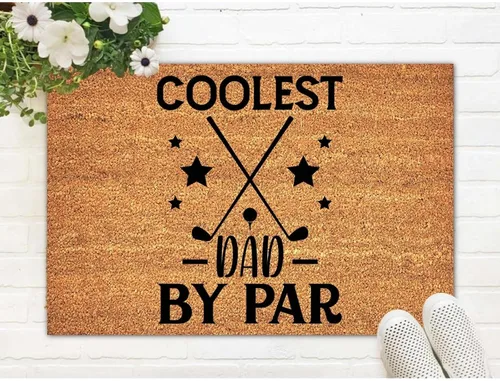 Vista 5 de Tapete de fibra de coco personalizado para el mejor papá por par, divertido tapete de bienvenida de 16 x 24 pulgadas, fácil de limpiar, tapete