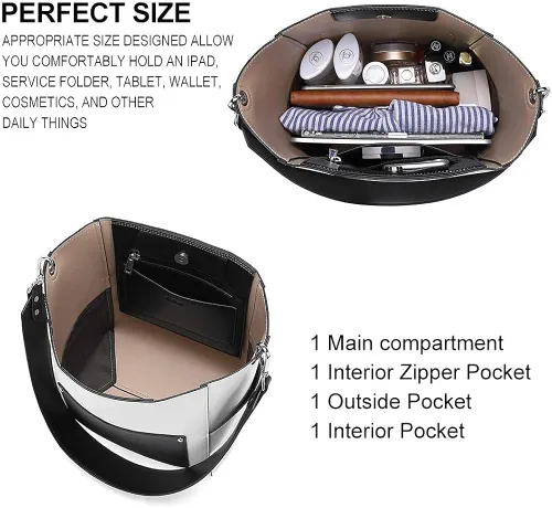 Vista 3 de CLUCI Bolso hobo + cartera grande para mujer, plateado, Elegante