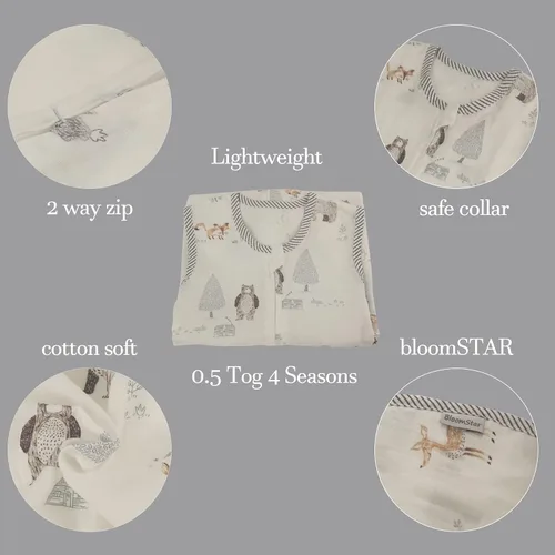 Vista 4 de Toddler Sleep Sack Muslin Cotton Summer Baby Wearable Blanket Lightweight Sleeping Bag