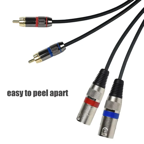 Vista 6 de Adaptador de cable doble RCA macho a doble XLR macho, 3.3 pies desequilibrado L/R RCA a XLR cable de enchufe de fono, cable de salida izquierdo
