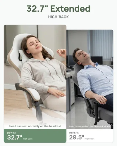Vista 4 de Silla de juegos Dowinx con tela transpirable, silla de computadora con colchón de resorte de bolsillo, silla de oficina cómoda con almohadilla