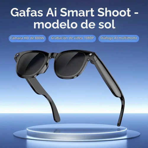 Vista 7 de Lentes inteligentes Bluetooth AI con cámara de 8 MP para hombres y mujeres, traducción en tiempo real, negro, asistente de voz AI integrado, control