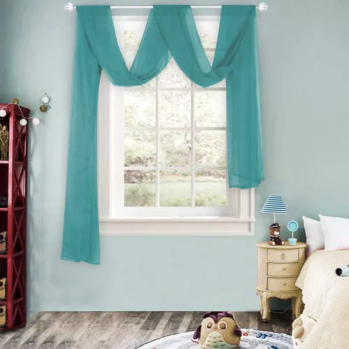 Vista 10 de HUTO Cenefa de gasa suave para ventana, color beige, para habitación de niñas, toldo de cama, 1 panel de 52 x 144 pulgadas de largo