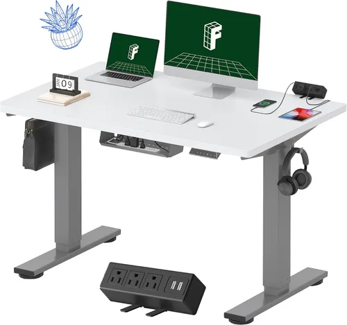 Vista 51 de FLEXISPOT EN2 Escritorio de pie de una pieza completa con regleta de alimentación de abrazadera, escritorio eléctrico de altura ajustable de 40 x 24