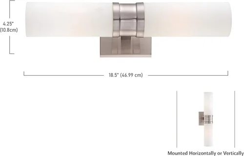 Vista 3 de Minka Lavery Aplique de pared 4462-84 reversible 120 W (18 pulgadas de alto x 4 pulgadas de ancho) accesorio de tocador de baño, níquel satinado