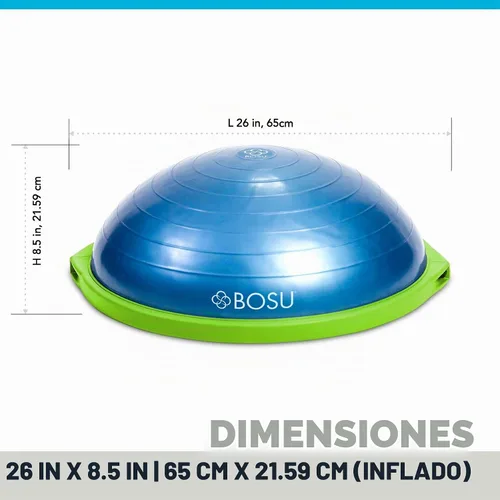 Vista 7 de Bosu - El entrenador de equilibrio original de 26 pulgadas de diámetro, equipo de gimnasio en casa Azul/Verde