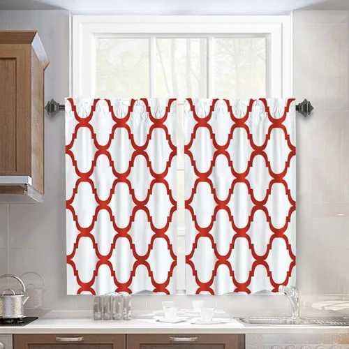 Vista 40 de Melodieux - Cortinas de bolsillo de moda marroquí para cocina, cafetería o baño, pequeñas ventanas