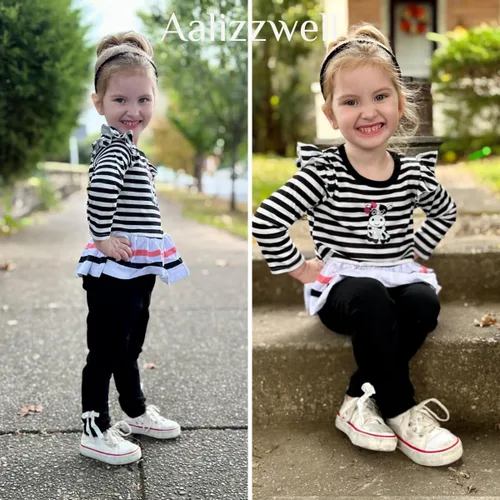 Vista 2 de Aalizzwell Ropa de otoño para niña pequeña, peplum tops y pantalones