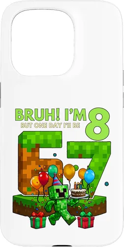Vista 14 de Bruh I'm 8 But One-Day I'll Be 67 Retro 8th Birthday Kids Case for iPhone 17