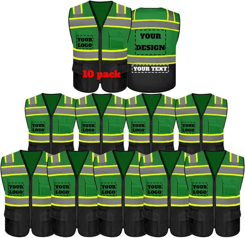 Vista 18 de Chaleco de seguridad reflectante de alta visibilidad con 5 bolsillos y cremallera clase 2 para adultos, unisex, ropa de trabajo de seguridad