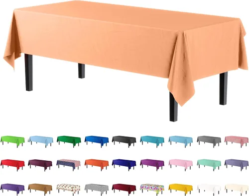 Vista 63 de Party Solids Paquete de 4 manteles de plástico color azul aguamarina, 54 x 108 pulgadas, mantel desechable para fiestas y pícnics